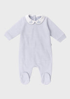 Tutina Neonato Jersey Ricamo Righine Cielo C63007/C - B corredino e abbigliamento neonato | NANU' BABY