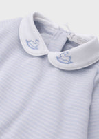 Tutina Neonato Jersey Ricamo Righine Cielo C63007/C - B corredino e abbigliamento neonato | NANU' BABY