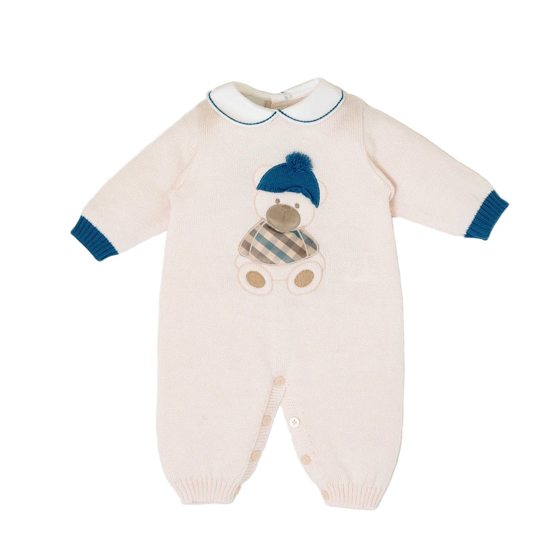 Tutina Neonato Lana Vergine 100% Natural Zaffiro Orsetto Berretto IN7110/Z corredino e abbigliamento neonato | NANU' BABY